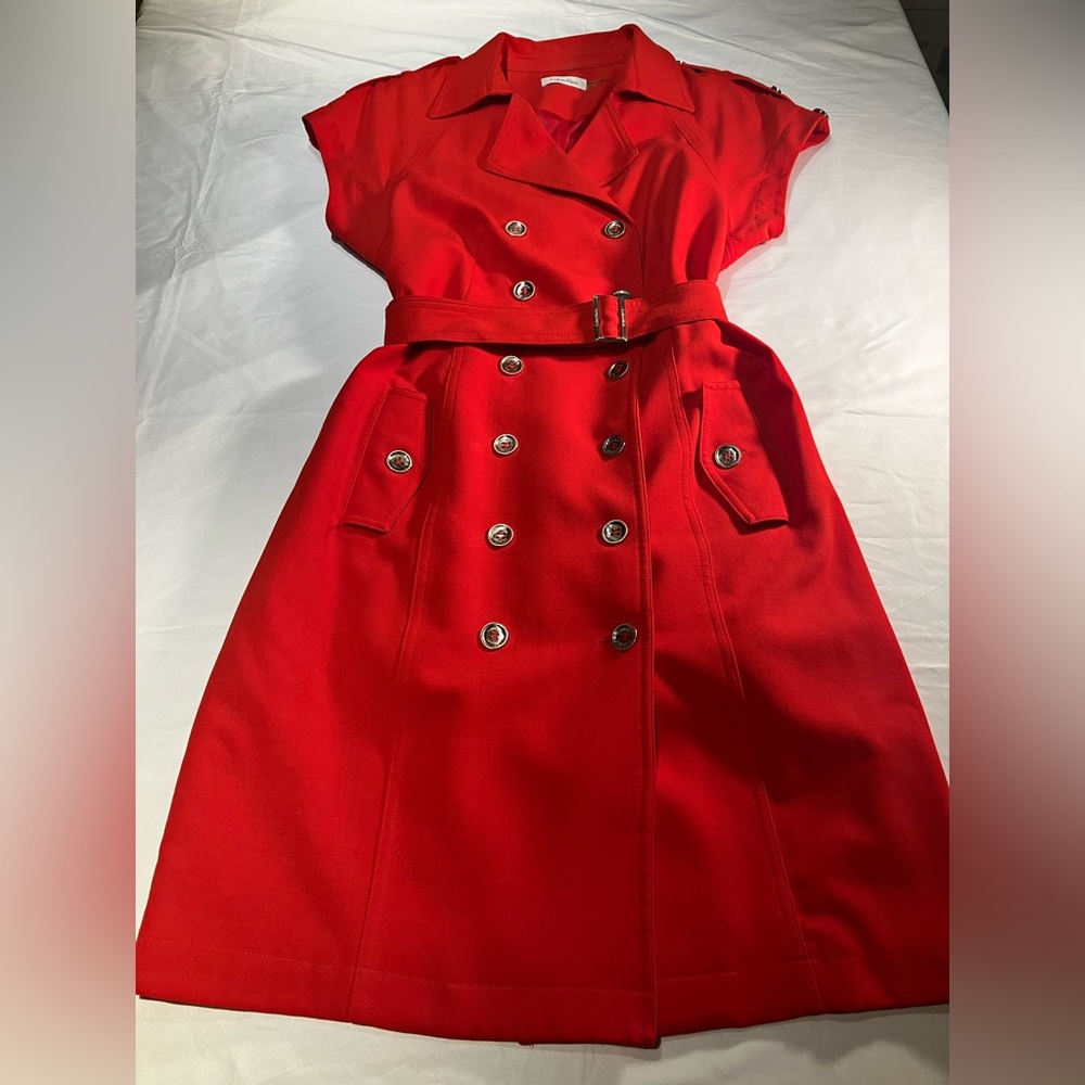 👗Red Calvin Klein front button up dress. Size 10. Fully lined.